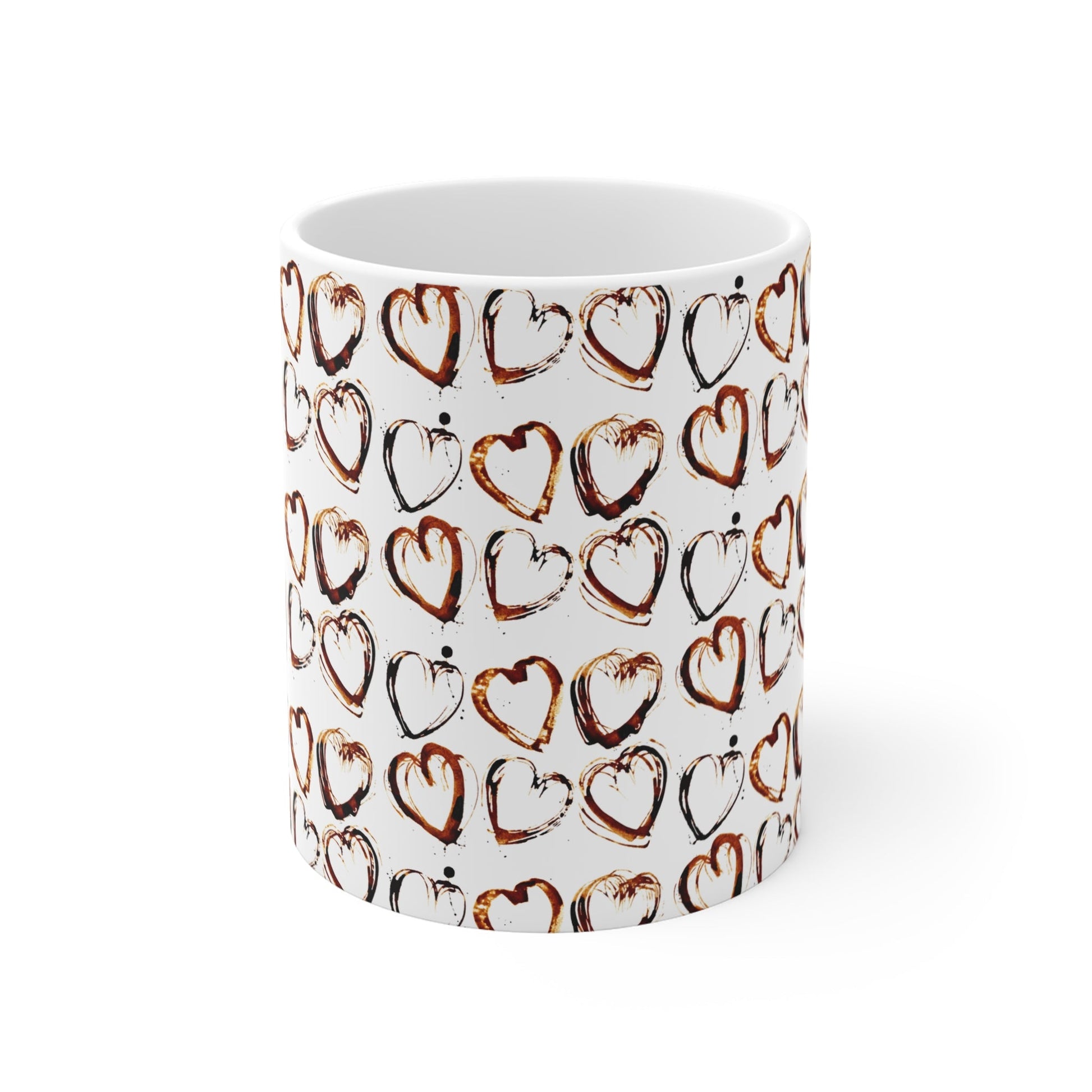 Heart Pattern 11oz Mug | Cute Coffee Cup, Gift for Her, Valentine's Day, Romantic Drinkware, Love - Themed Mug - MaisonThreadory