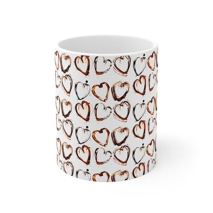 Heart Pattern 11oz Mug | Cute Coffee Cup, Gift for Her, Valentine's Day, Romantic Drinkware, Love - Themed Mug - MaisonThreadory