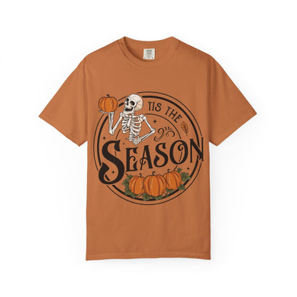 Halloween Skeleton T-Shirt, Unisex Fall Shirt, Spooky Season Tee, Pumpkins Shirt, Timeless Autumn Style - MaisonThreadory