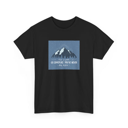 Adventure Awaits Unisex Cotton Tee, Inspirational Shirt, Travel Gift, Nature Lover's Apparel, Unique Quote Tee, Outdoor Enthusiast Top - MaisonThreadory