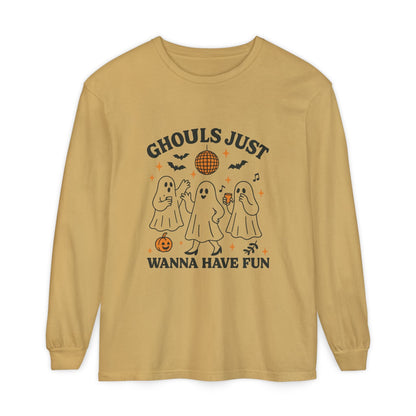 Halloween Fun Long Sleeve T-Shirt, Ghosts, Ghouls, Unisex Tee, Halloween Party, Fall Fashion, Casual Wear - MaisonThreadory