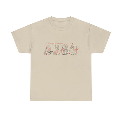 Whimsical Holiday Character Unisex Heavy Cotton Tee, Cute Graphic Tee, Family Reunion Shirt, Christmas Gift, Everyday Casual Wear - MaisonThreadory