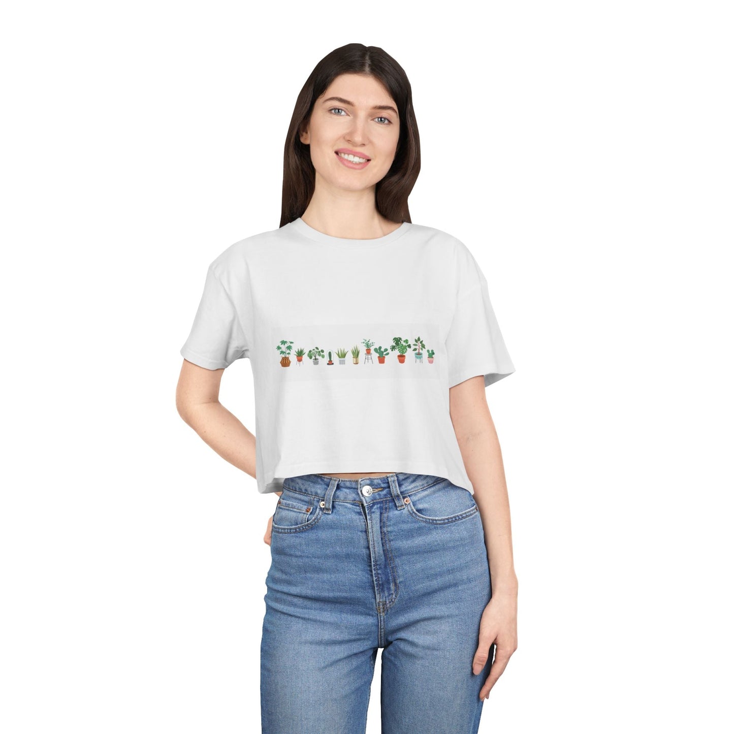 Botanical Bliss Women's Crop Tee, Cute Plant Lover Tee, Gardening Gift, Summer Fashion, Eco - Friendly Style, Trendy Crop Top - MaisonThreadory
