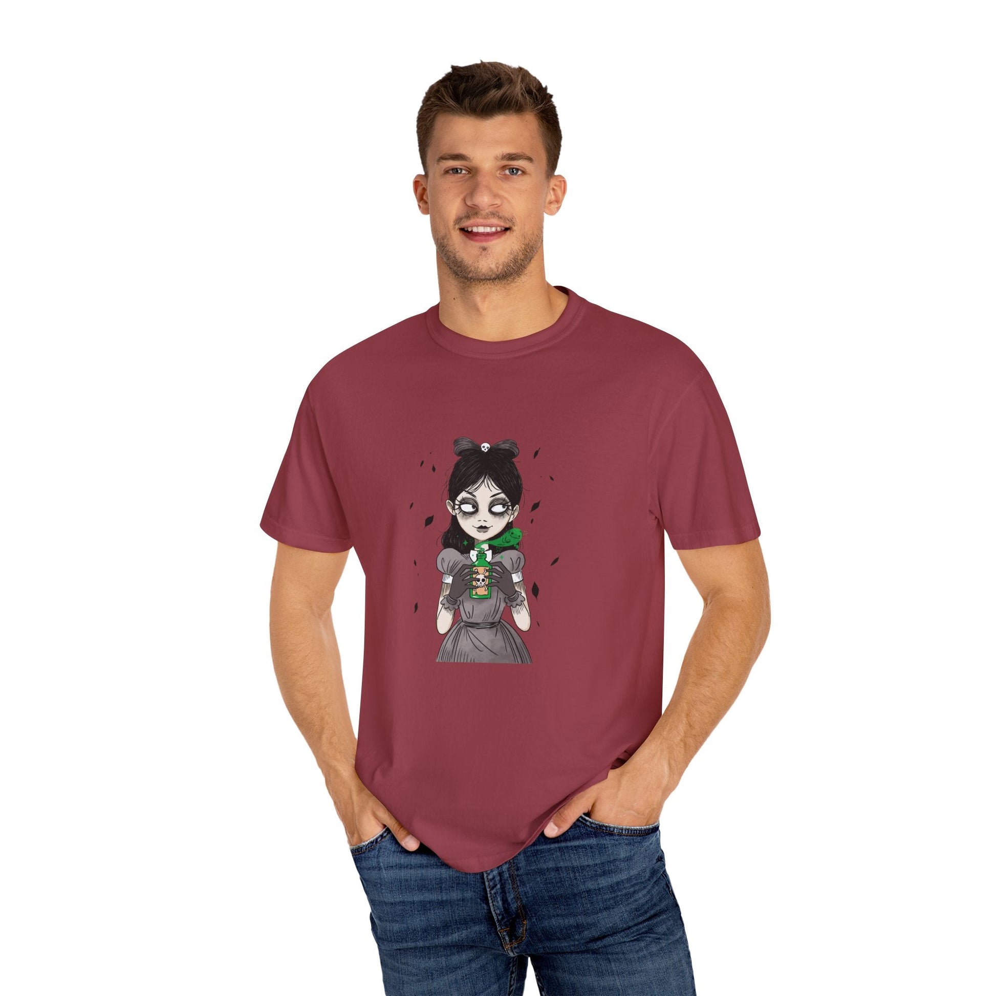 Gothic Girl Graphic Tee, Casual Wear, Halloween T-shirt, Unique Art Clothing, Gift for Teens - MaisonThreadory
