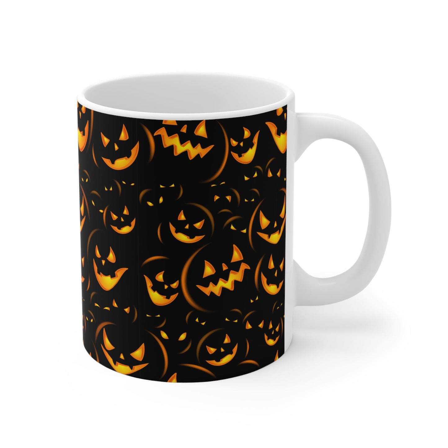 Halloween Pumpkin Mug - 11oz Coffee Cup for Spooky Season, Halloween Decor, Fall Gift, Seasonal Beverage Mug, Jack - o' - lantern Design - MaisonThreadory