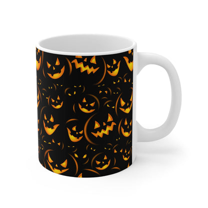 Halloween Pumpkin Mug - 11oz Coffee Cup for Spooky Season, Halloween Decor, Fall Gift, Seasonal Beverage Mug, Jack - o' - lantern Design - MaisonThreadory