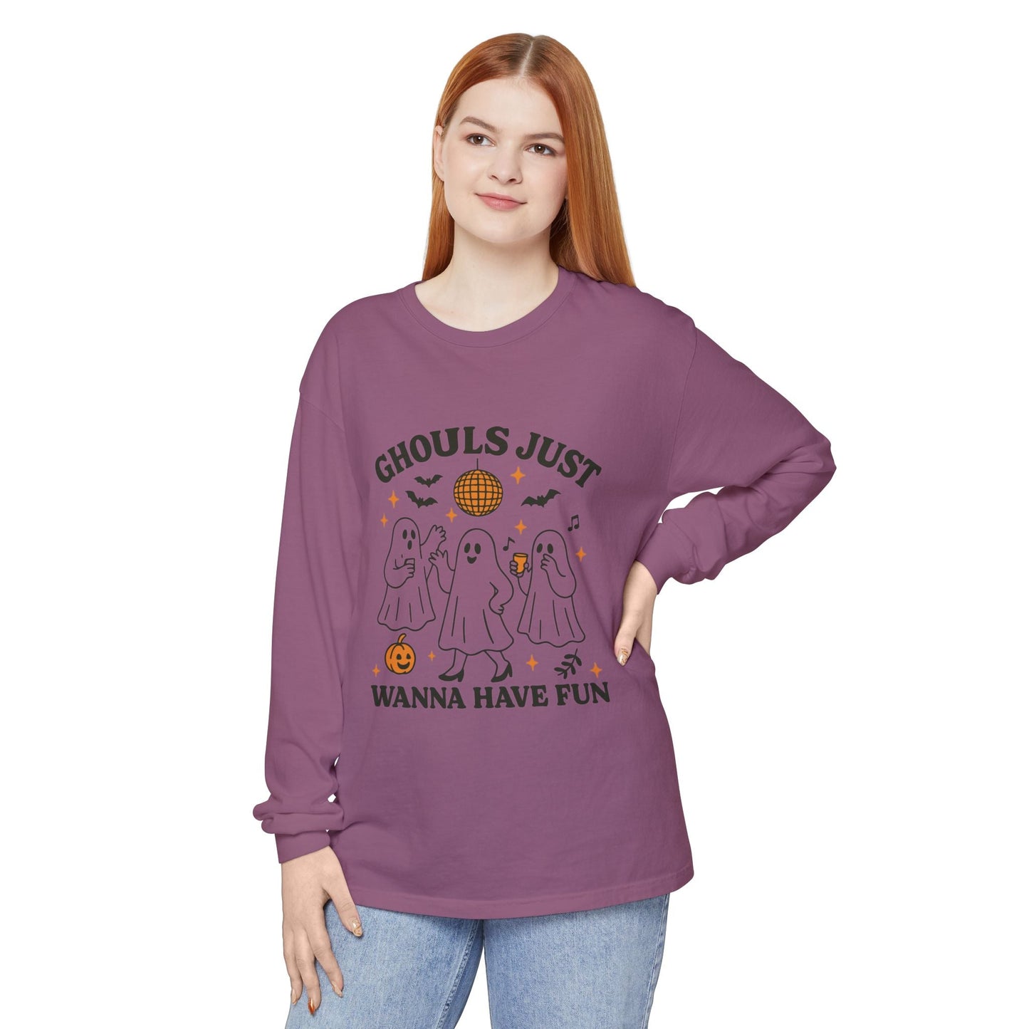 Halloween Fun Long Sleeve T-Shirt, Ghosts, Ghouls, Unisex Tee, Halloween Party, Fall Fashion, Casual Wear - MaisonThreadory