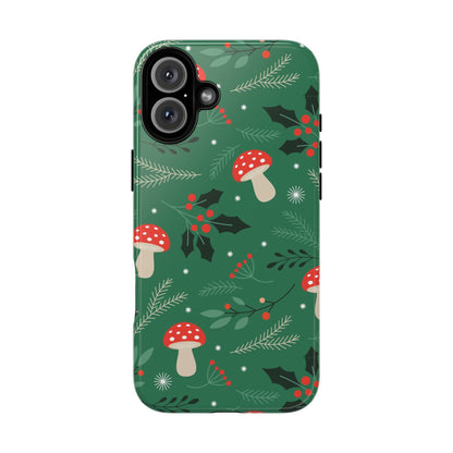 Festive Mushroom Phone Case, Colorful Holiday Case, Christmas Gift, Winter Vibes, Eco - Friendly Phone Cover - MaisonThreadory