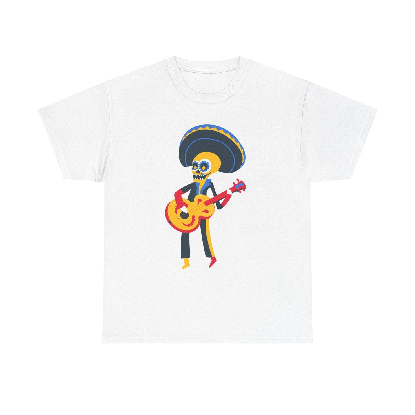Mariachi Skeleton T-Shirt, Day of the Dead Tee, Unisex Heavy Cotton Tee, Halloween Costume, Fun Casual Wear, Gift for Musicians - MaisonThreadory