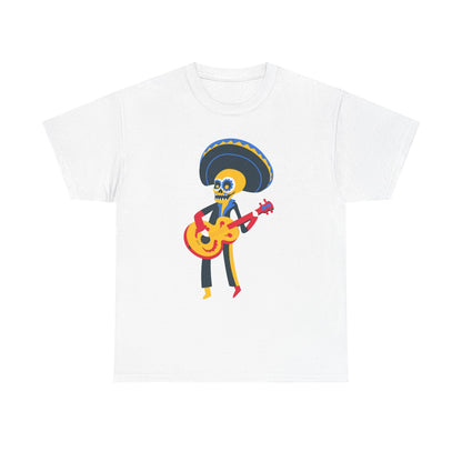 Mariachi Skeleton T-Shirt, Day of the Dead Tee, Unisex Heavy Cotton Tee, Halloween Costume, Fun Casual Wear, Gift for Musicians - MaisonThreadory
