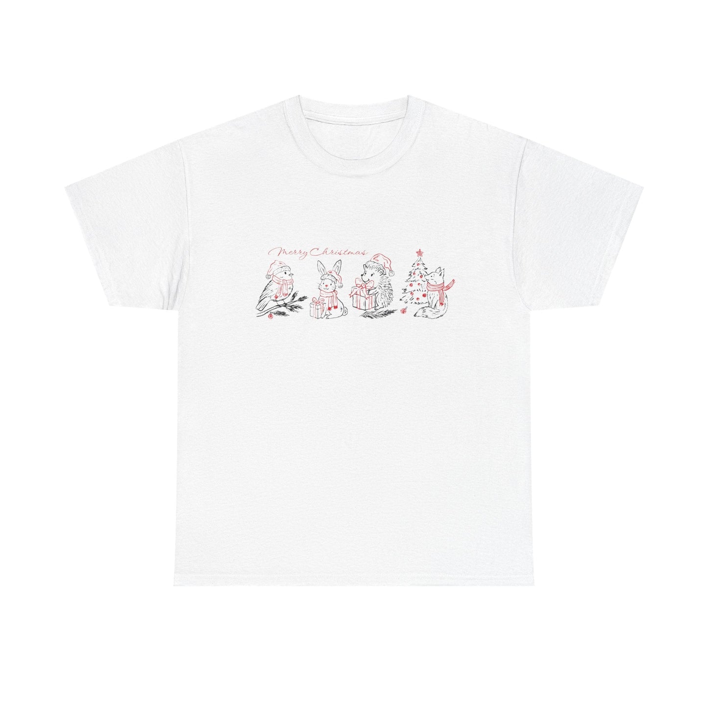 Whimsical Holiday Character Unisex Heavy Cotton Tee, Cute Graphic Tee, Family Reunion Shirt, Christmas Gift, Everyday Casual Wear - MaisonThreadory