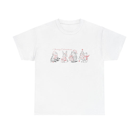 Whimsical Holiday Character Unisex Heavy Cotton Tee, Cute Graphic Tee, Family Reunion Shirt, Christmas Gift, Everyday Casual Wear - MaisonThreadory