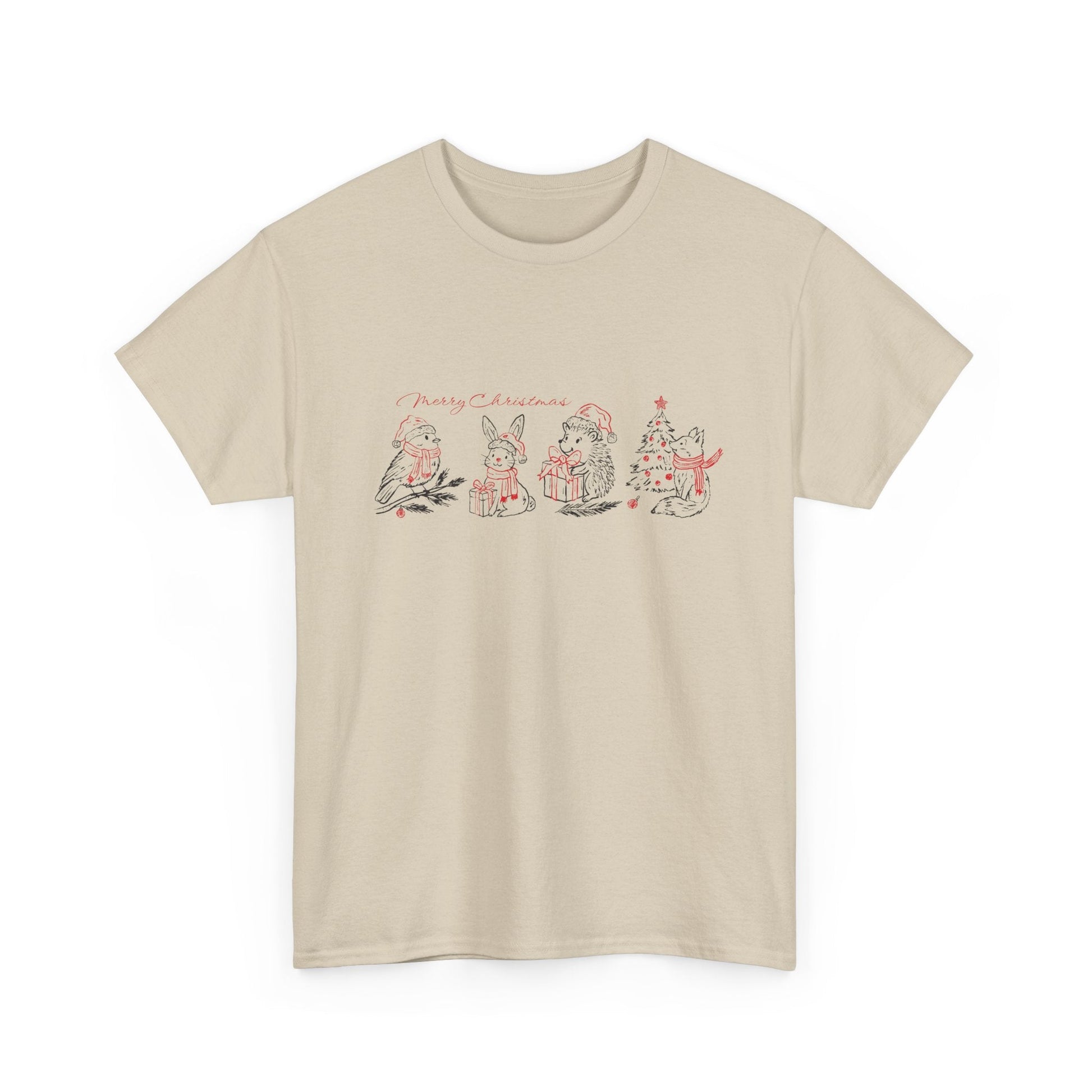 Whimsical Holiday Character Unisex Heavy Cotton Tee, Cute Graphic Tee, Family Reunion Shirt, Christmas Gift, Everyday Casual Wear - MaisonThreadory