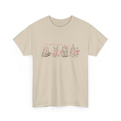 Whimsical Holiday Character Unisex Heavy Cotton Tee, Cute Graphic Tee, Family Reunion Shirt, Christmas Gift, Everyday Casual Wear - MaisonThreadory