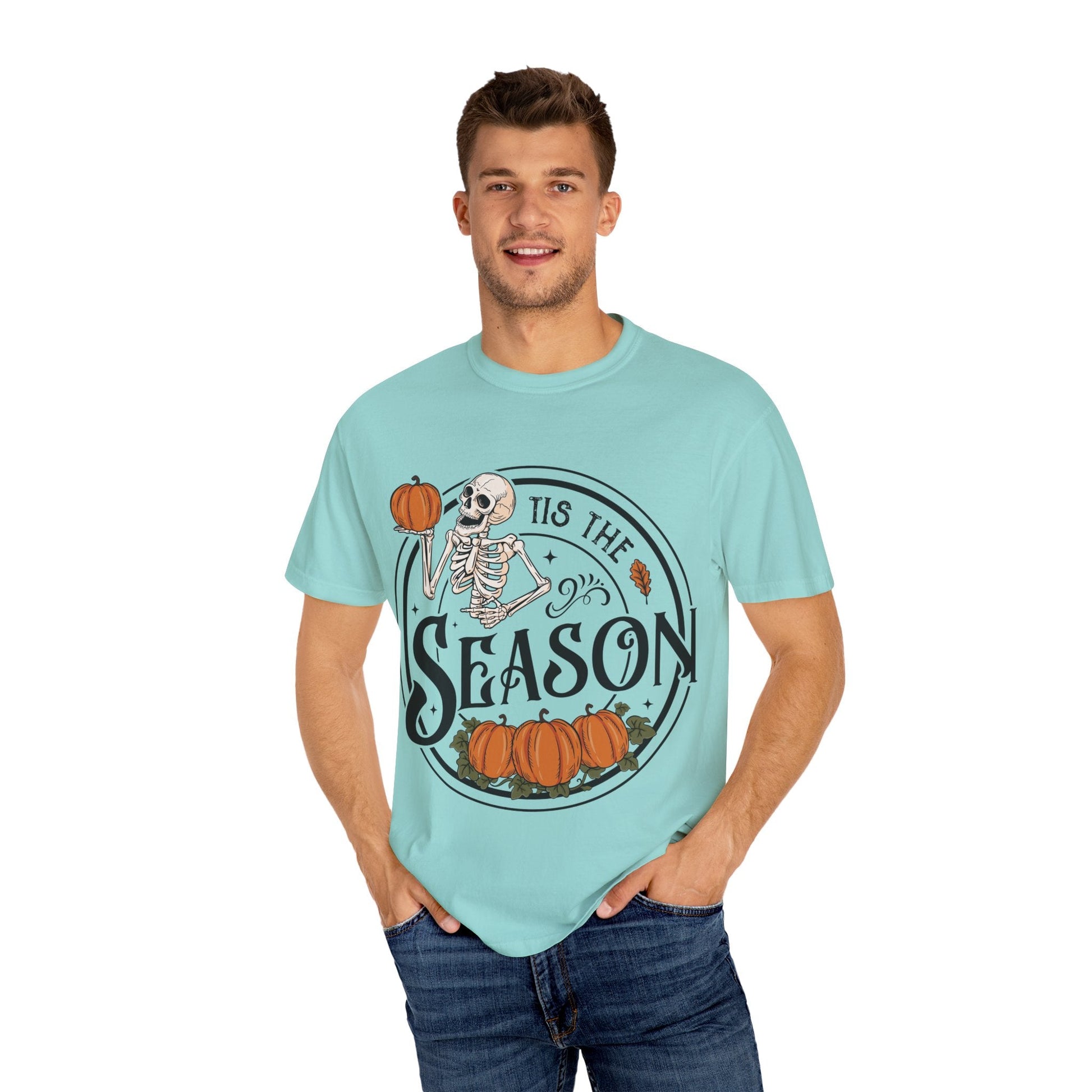 Halloween Skeleton T-Shirt, Unisex Fall Shirt, Spooky Season Tee, Pumpkins Shirt, Timeless Autumn Style - MaisonThreadory
