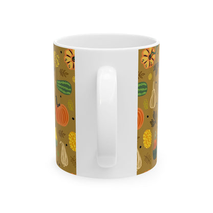 Autumn Harvest Ceramic Mug - Cozy Fall Vibes, Pumpkin Spice Lover's Gift, Seasonal Home Decor, Thanksgiving Coffee Cup, Cute Kitchenware - MaisonThreadory