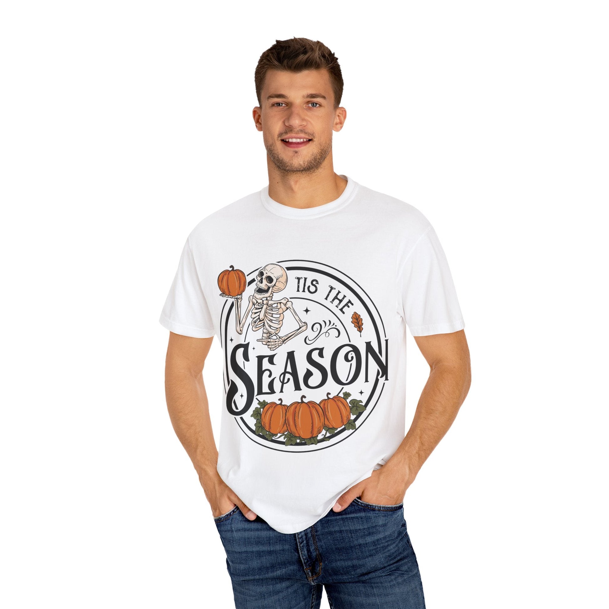 Halloween Skeleton T-Shirt, Unisex Fall Shirt, Spooky Season Tee, Pumpkins Shirt, Timeless Autumn Style - MaisonThreadory