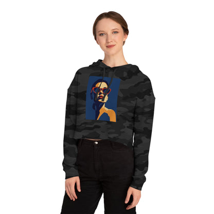 Chic Women's Cropped Hooded Sweatshirt, Trendy Fashion, Perfect for Casual Outings, Summer Nights, Gift for Her, Stylish Layering - MaisonThreadory