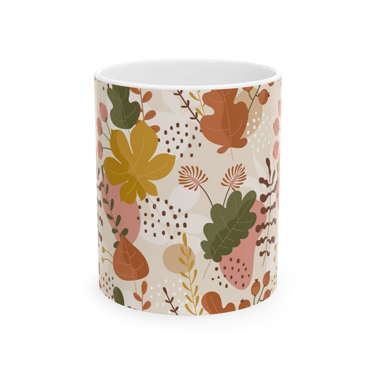 Cozy Floral Ceramic Mug for Tea Lovers, Coffee Cup for Women, Botanical Gift for Her, Autumn Decor, Housewarming Gift - MaisonThreadory