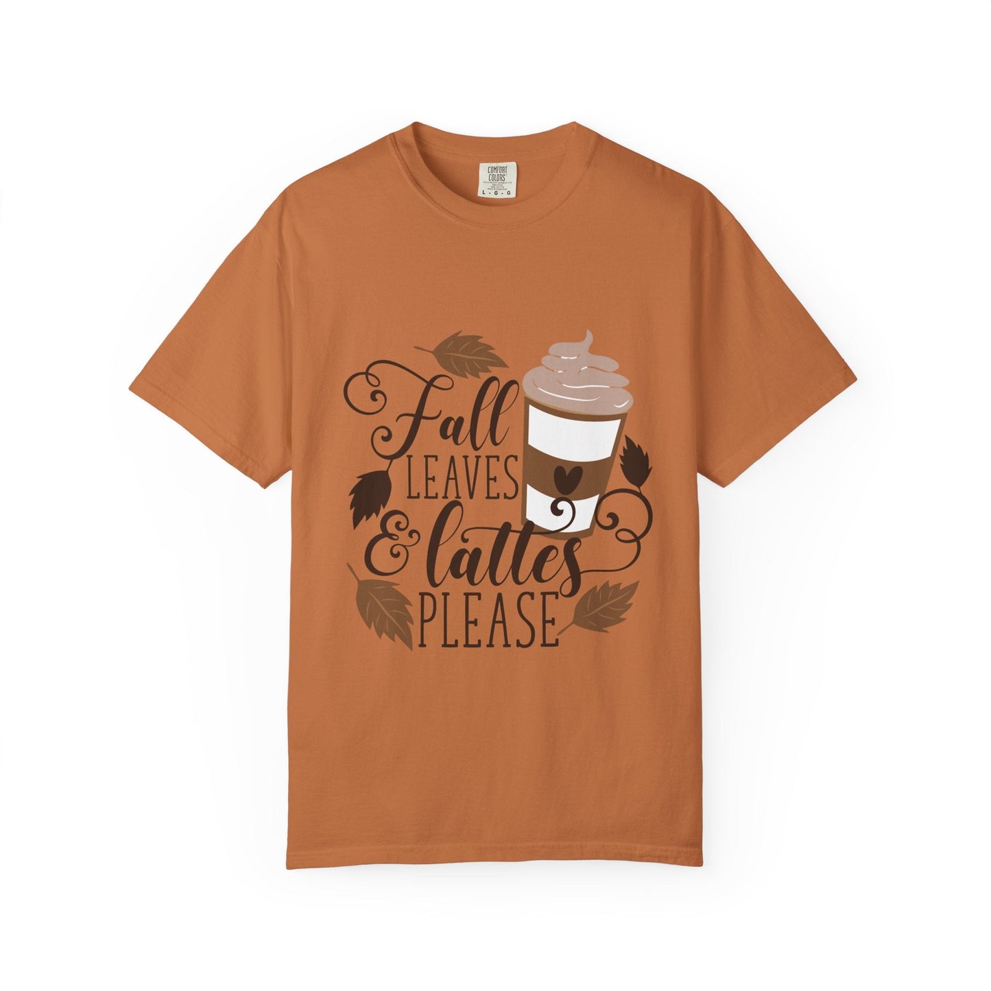 Fall Leaves & Lattes Unisex T-Shirt, Cozy Autumn Tee, Perfect for Fall, Coffee Lovers Gift, Seasonal Fashion Statement, Thanksgiving Shirt - MaisonThreadory