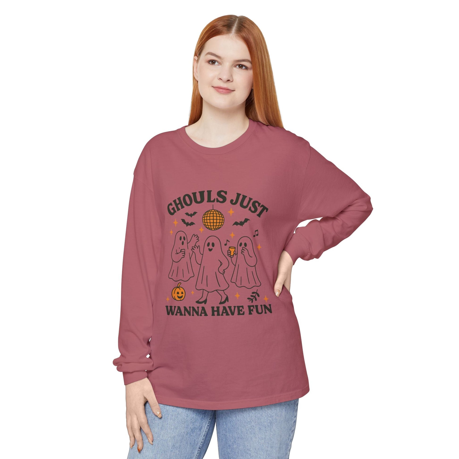 Halloween Fun Long Sleeve T-Shirt, Ghosts, Ghouls, Unisex Tee, Halloween Party, Fall Fashion, Casual Wear - MaisonThreadory
