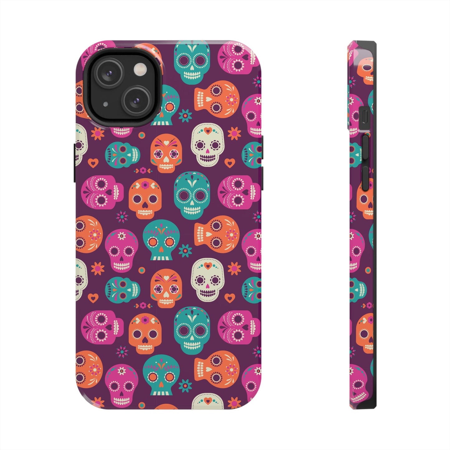 Colorful Skull Phone Case, Tough Cases for Halloween, Unique Phone Cover, Day of the Dead, Fun and Durable Accessories - MaisonThreadory