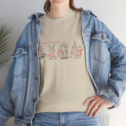 Whimsical Holiday Character Unisex Heavy Cotton Tee, Cute Graphic Tee, Family Reunion Shirt, Christmas Gift, Everyday Casual Wear - MaisonThreadory