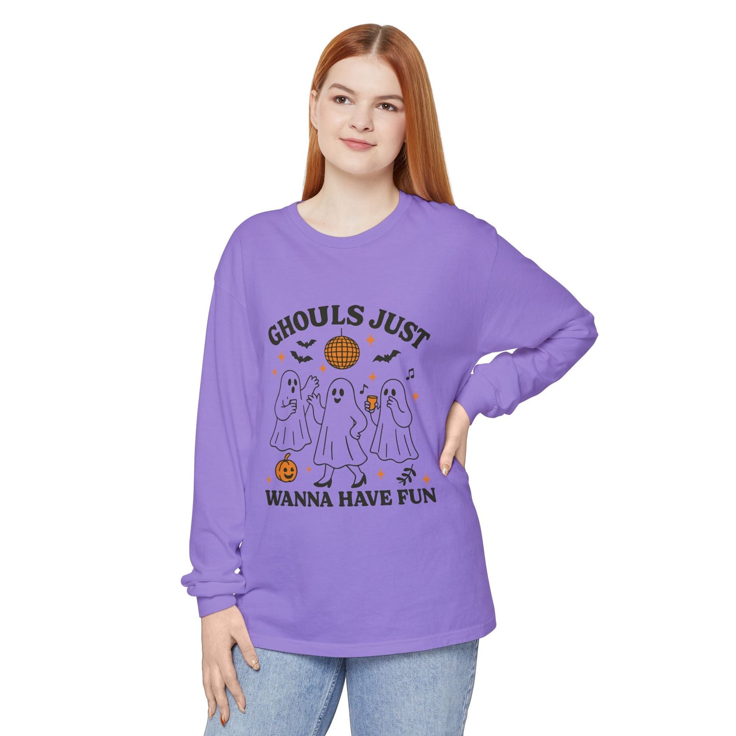 Halloween Fun Long Sleeve T-Shirt, Ghosts, Ghouls, Unisex Tee, Halloween Party, Fall Fashion, Casual Wear - MaisonThreadory