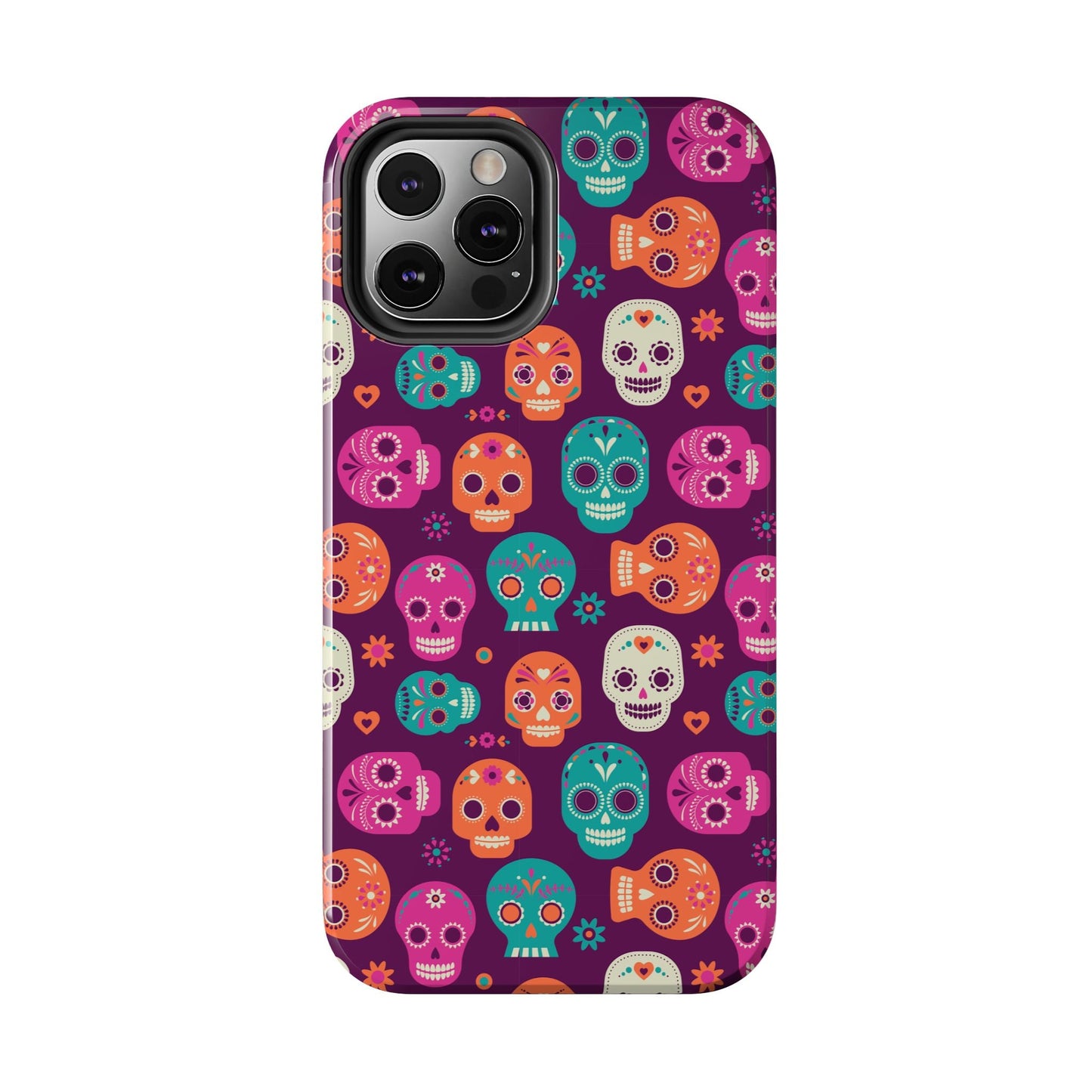Colorful Skull Phone Case, Tough Cases for Halloween, Unique Phone Cover, Day of the Dead, Fun and Durable Accessories - MaisonThreadory