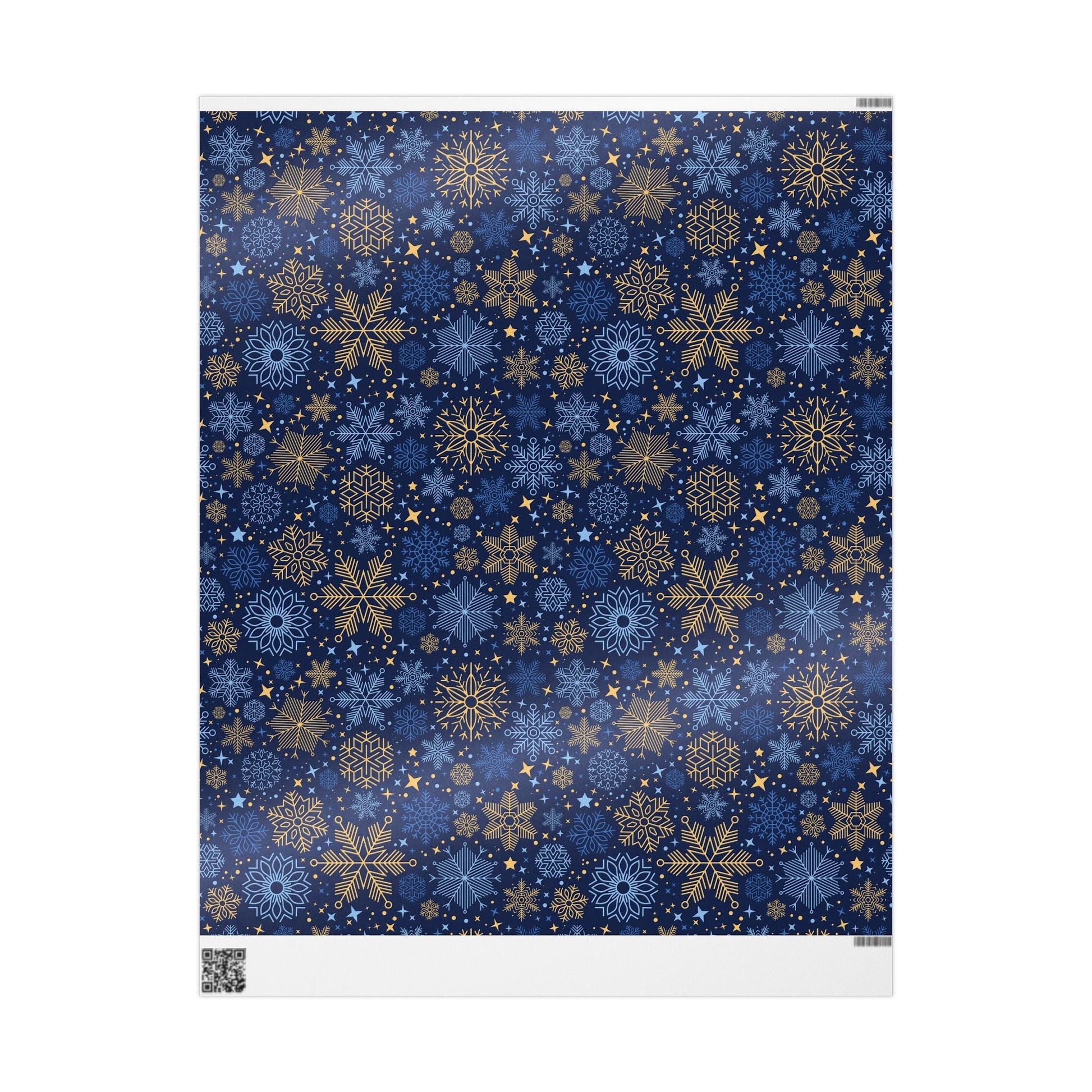 Holiday Snowflake Wrapping Paper - Navy & Gold Gift Wrap - MaisonThreadory