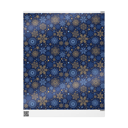 Holiday Snowflake Wrapping Paper - Navy & Gold Gift Wrap - MaisonThreadory