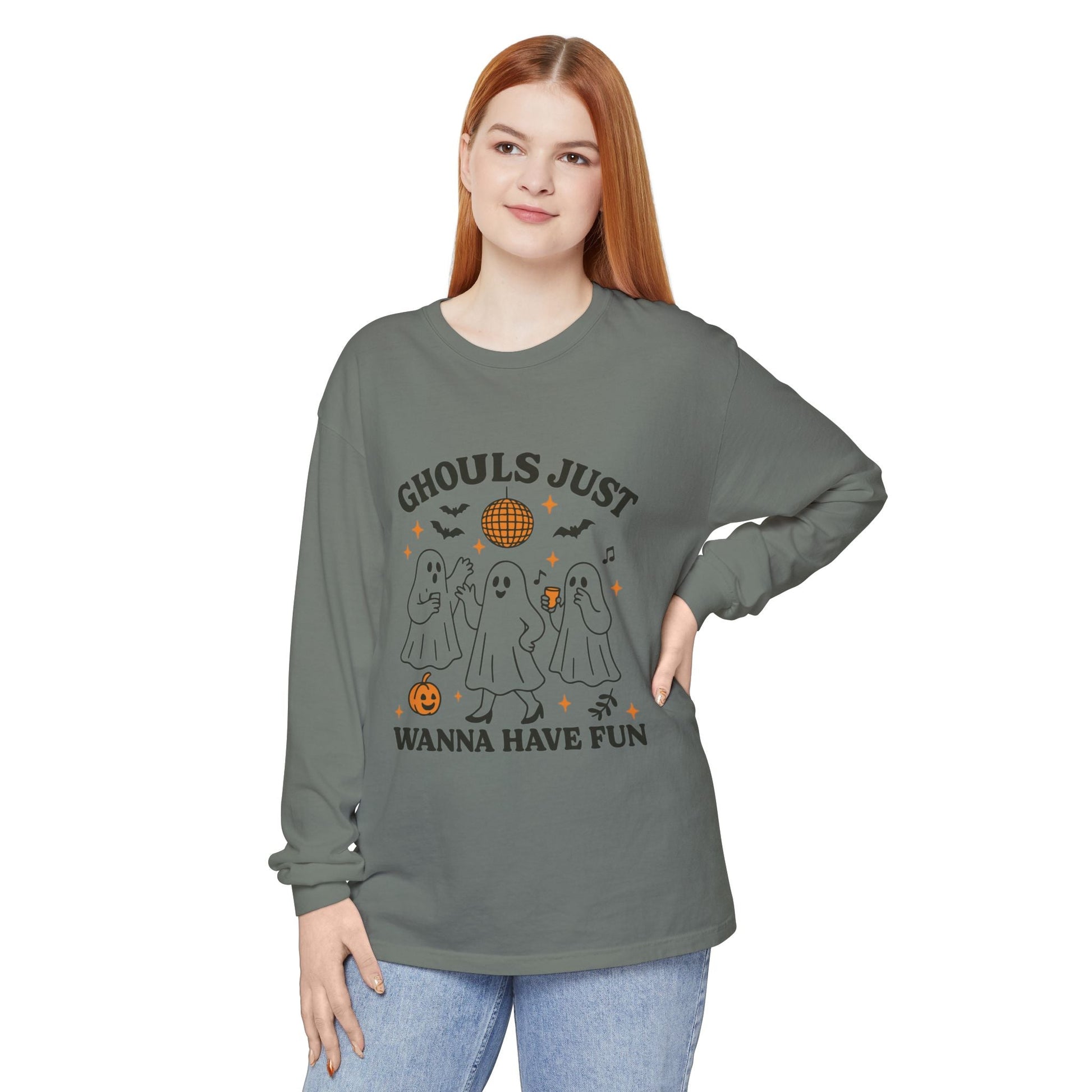 Halloween Fun Long Sleeve T-Shirt, Ghosts, Ghouls, Unisex Tee, Halloween Party, Fall Fashion, Casual Wear - MaisonThreadory