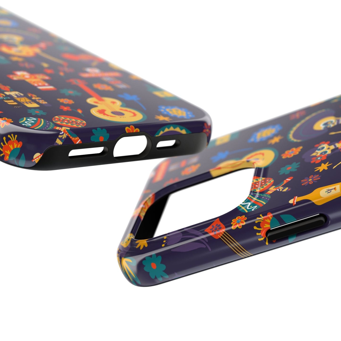 Colorful Dia de los Muertos Phone Case, Tough Case for Halloween, Gift for Music Lovers, Floral Phone Cover, Sugar Skull Art - MaisonThreadory