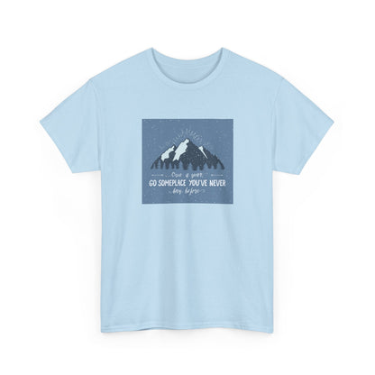 Adventure Awaits Unisex Cotton Tee, Inspirational Shirt, Travel Gift, Nature Lover's Apparel, Unique Quote Tee, Outdoor Enthusiast Top - MaisonThreadory