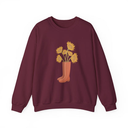 Sunny Boots Floral Crewneck Sweatshirt - MaisonThreadory