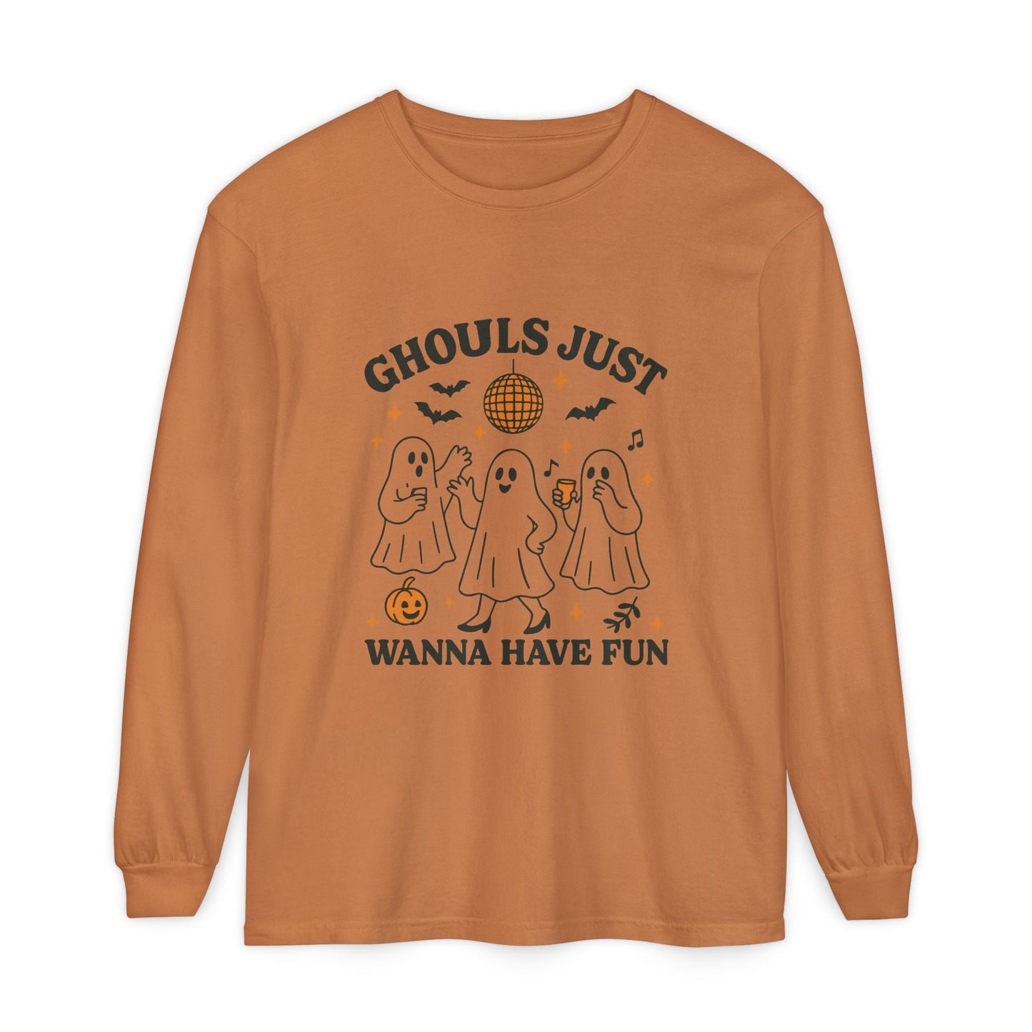Halloween Fun Long Sleeve T-Shirt, Ghosts, Ghouls, Unisex Tee, Halloween Party, Fall Fashion, Casual Wear - MaisonThreadory