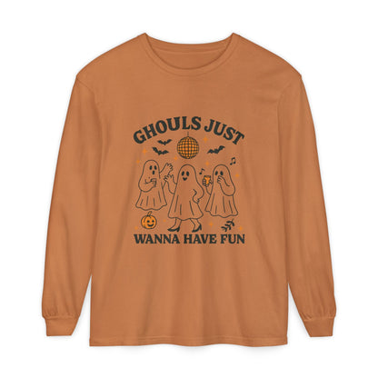 Halloween Fun Long Sleeve T-Shirt, Ghosts, Ghouls, Unisex Tee, Halloween Party, Fall Fashion, Casual Wear - MaisonThreadory