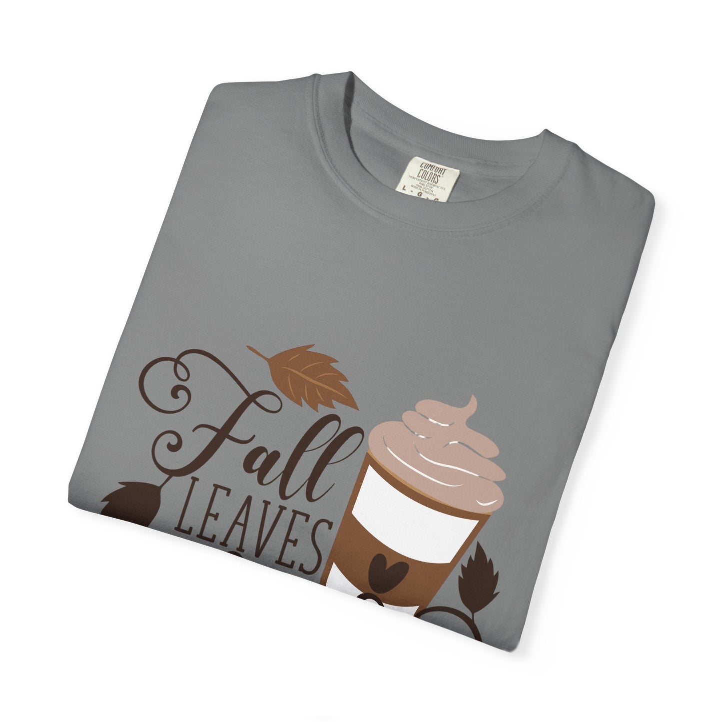 Fall Leaves & Lattes Unisex T-Shirt, Cozy Autumn Tee, Perfect for Fall, Coffee Lovers Gift, Seasonal Fashion Statement, Thanksgiving Shirt - MaisonThreadory