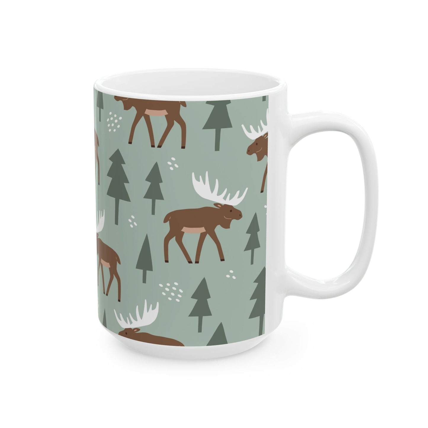 Moose Pattern Ceramic Mug – Perfect for Nature Lovers, Rustic Home Decor, Housewarming Gifts, or Cozy Coffee Moments - MaisonThreadory