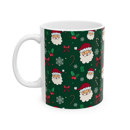 Festive Santa Ceramic Mug, Holiday Coffee Cup, Christmas Gift, Cute Mug, Cocoa Mug, Hot Chocolate Cup - MaisonThreadory