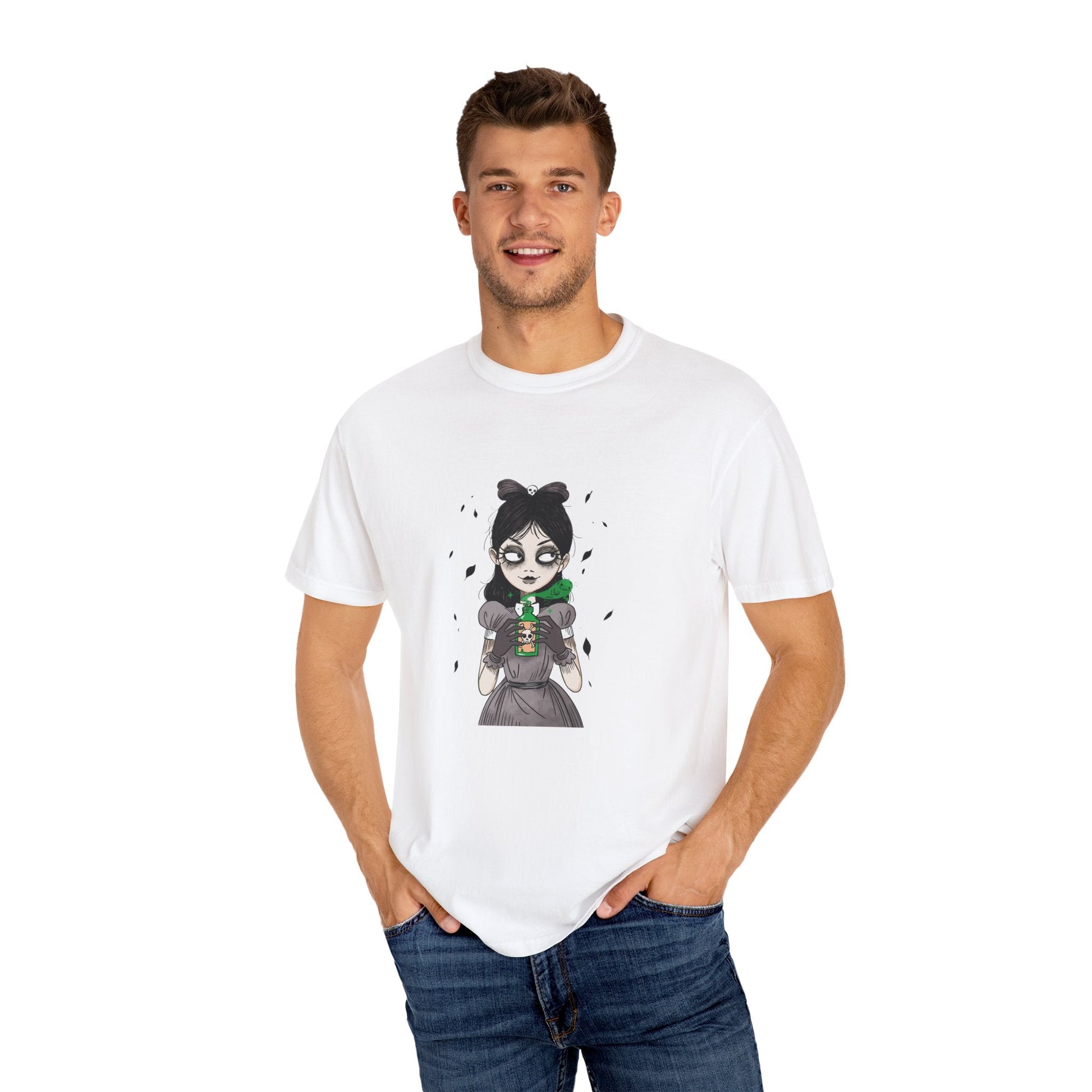 Gothic Girl Graphic Tee, Casual Wear, Halloween T-shirt, Unique Art Clothing, Gift for Teens - MaisonThreadory