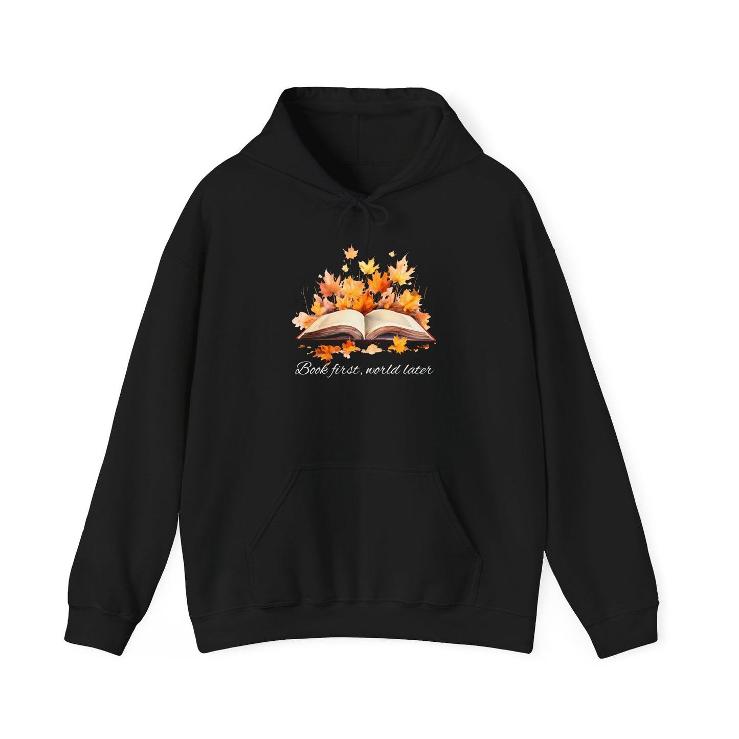Autumn Leaves Book Hoodie, Cozy Fall Sweatshirt for Book Lovers, Gift for Readers, Warm Fall Apparel, Seasonal Chill Wear - MaisonThreadory