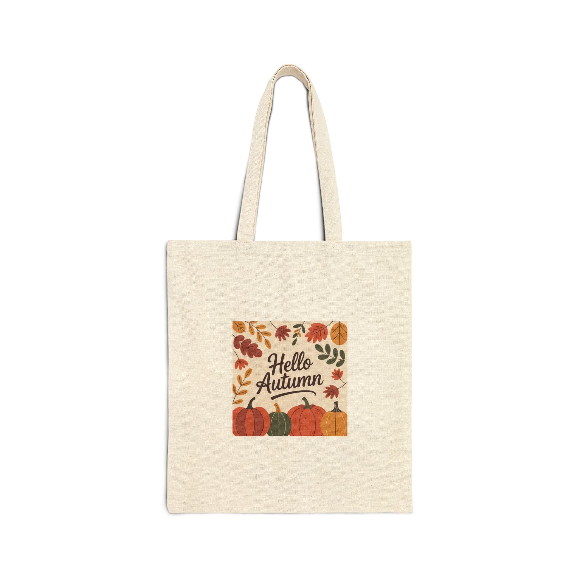 Autumn - Themed Cotton Canvas Tote Bag, Seasonal Shopping Bag, Eco - Friendly Tote, Hello Autumn Bag, Fall Tote for Groceries, Farmers Market - MaisonThreadory