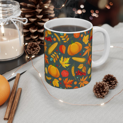 Autumn Harvest Mug, Cozy Fall Drinkware, Pumpkin Spice Mug, Thanksgiving Coffee Cup, Seasonal Gifts for Fall Lovers - MaisonThreadory