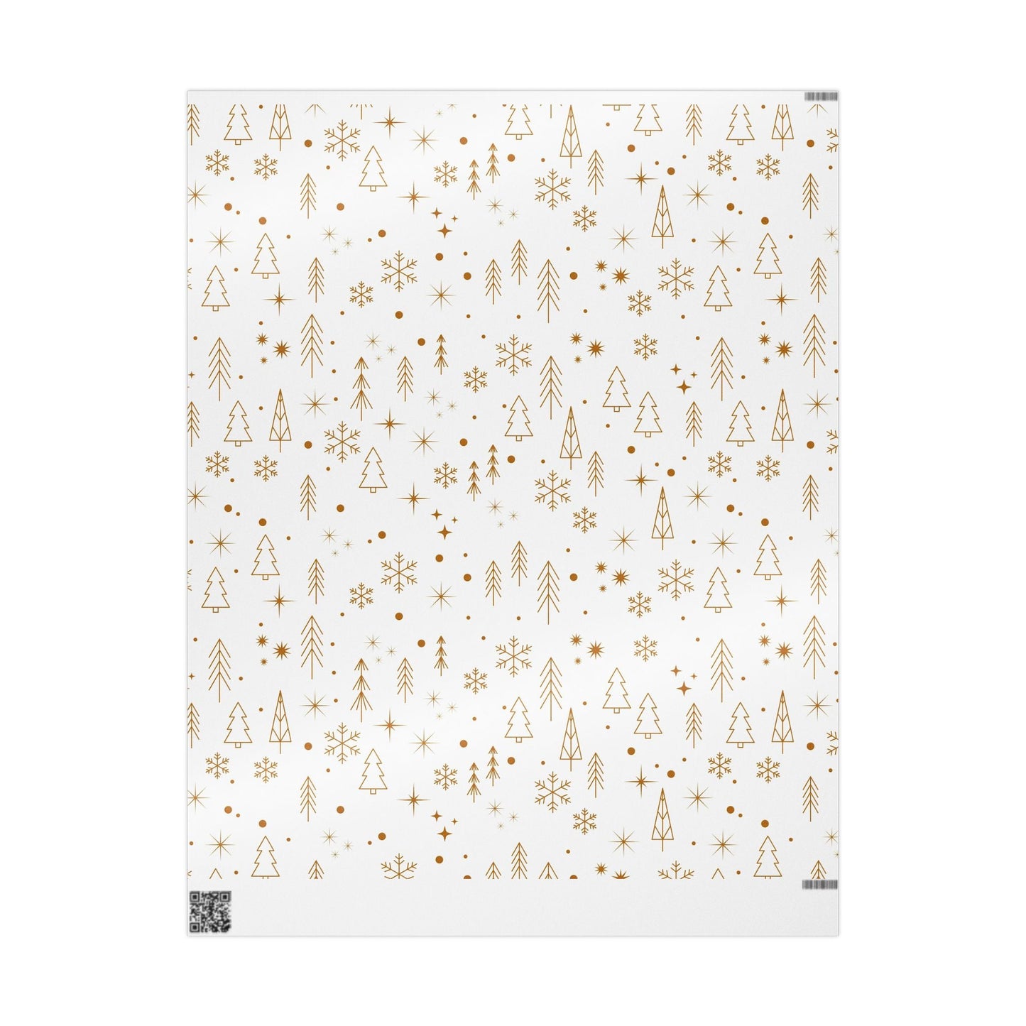 Holiday Gold Tree Wrapping Paper — Minimal White & Metallic Christmas Gift Wrap - MaisonThreadory