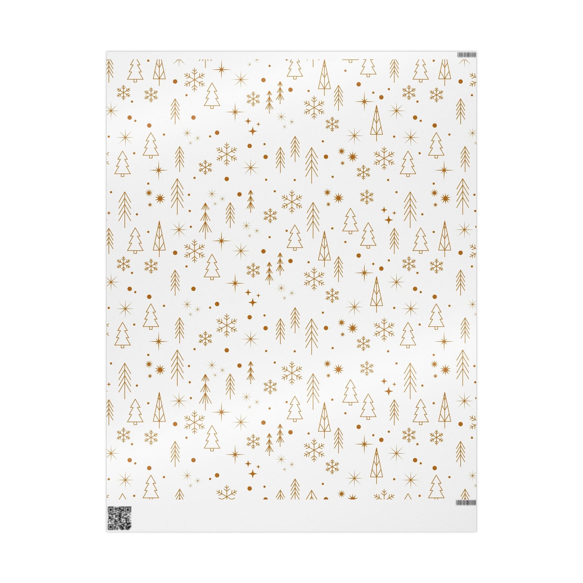 Holiday Gold Tree Wrapping Paper — Minimal White & Metallic Christmas Gift Wrap - MaisonThreadory