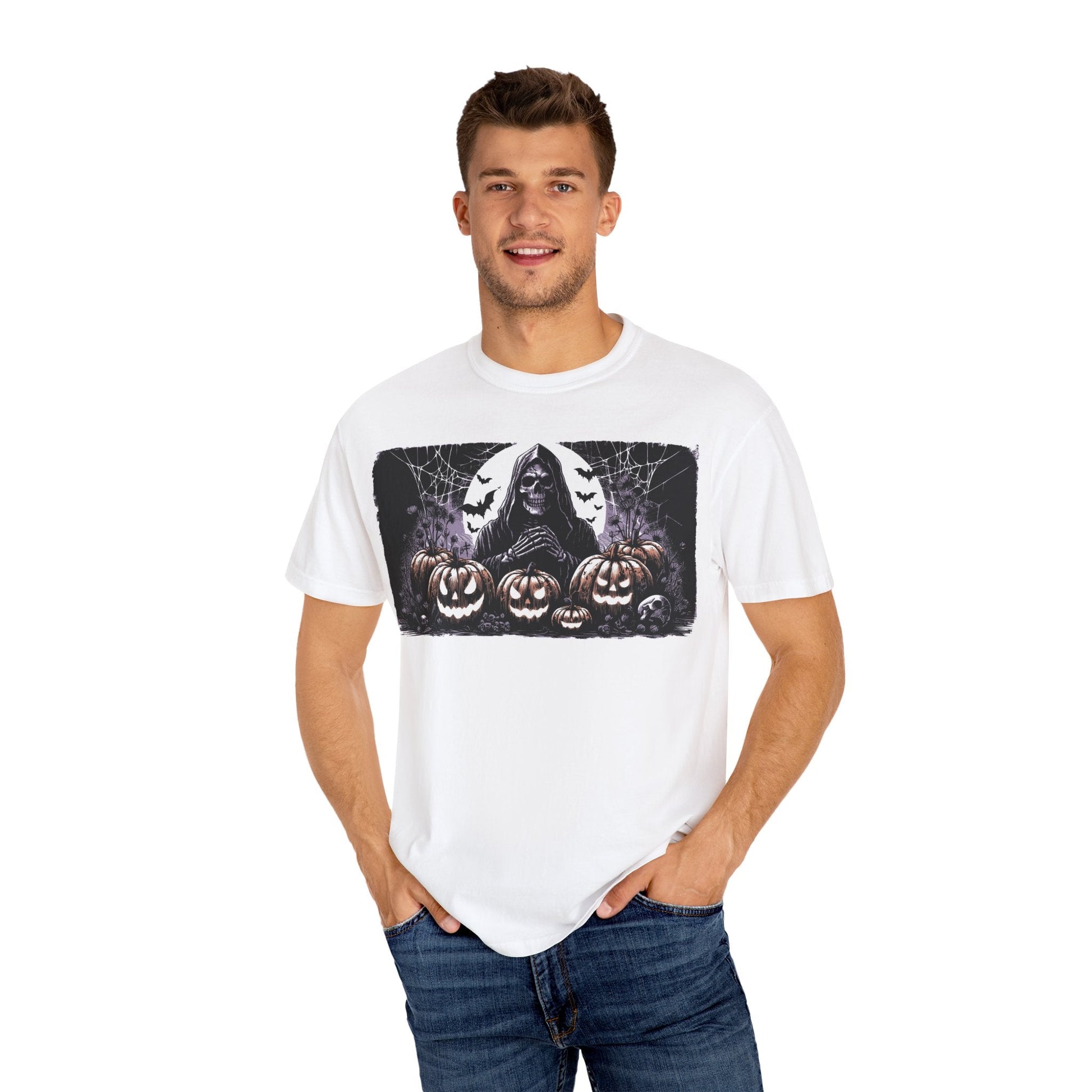 Spooky Halloween T-shirt, Unisex Graphic Tee, Ghostly Apparel, Fall Fashion, Pumpkin Shirt, Halloween Costume Top - MaisonThreadory