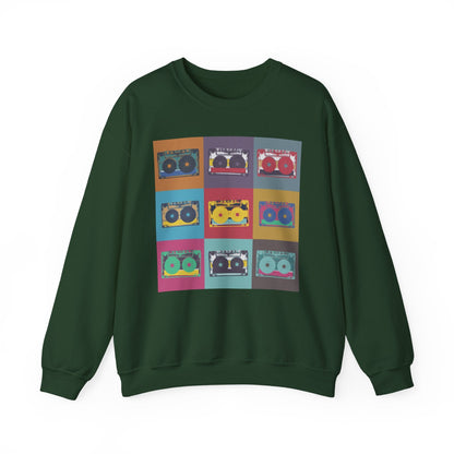 Vintage Boombox Crewneck Sweatshirt, Cozy Unisex Sweatshirt, Retro Music Gift, Casual Lounge Wear, Perfect for Music Lovers - MaisonThreadory
