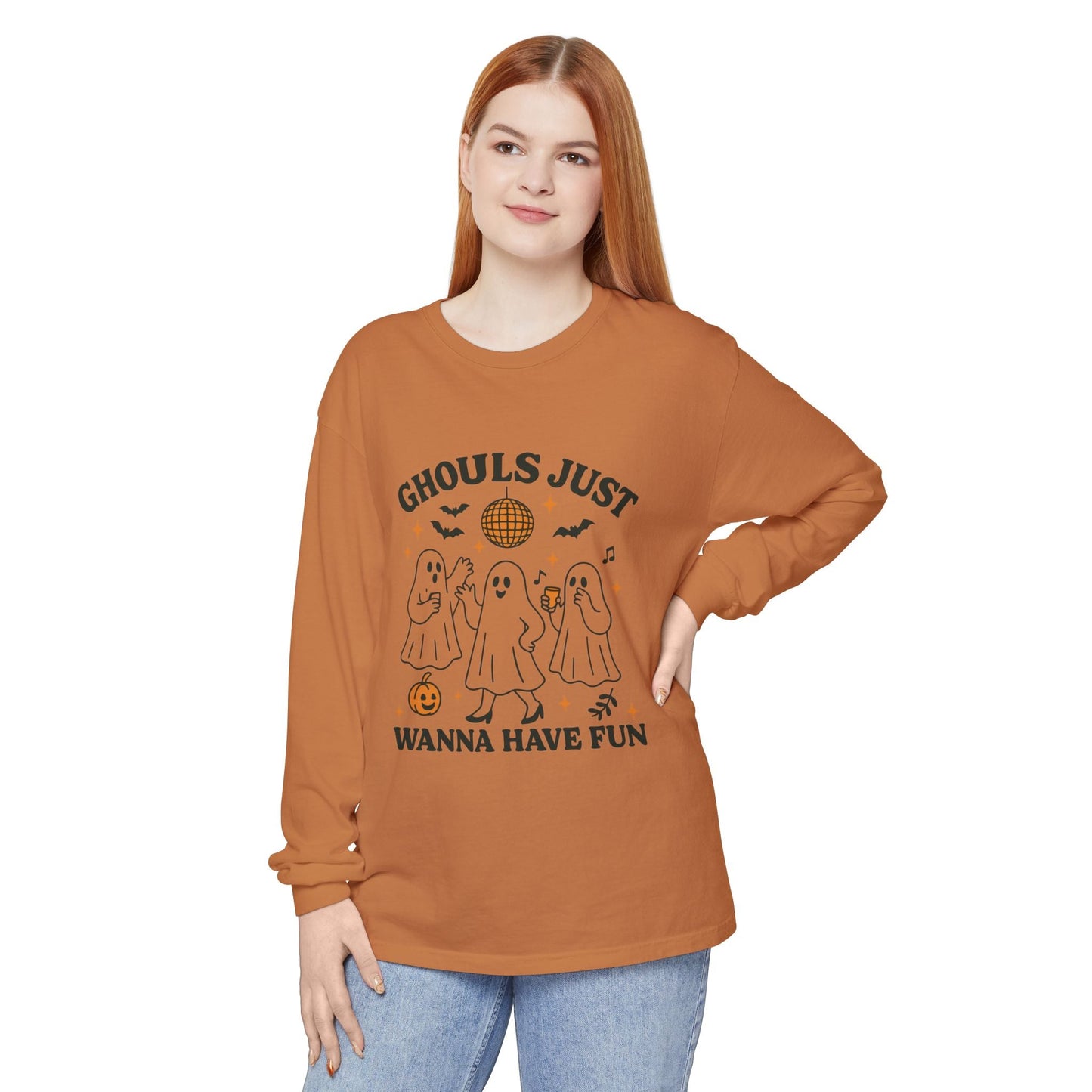 Halloween Fun Long Sleeve T-Shirt, Ghosts, Ghouls, Unisex Tee, Halloween Party, Fall Fashion, Casual Wear - MaisonThreadory