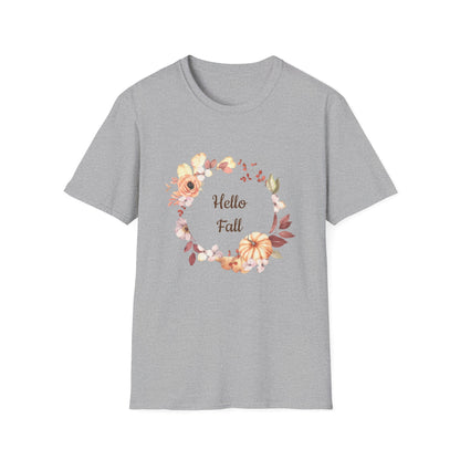 Fall Floral T-Shirt - Hello Fall Unisex Tee, Autumn Apparel, Seasonal Outfit, Cozy Gift, Trendy T-Shirt, Celebrate Harvest - MaisonThreadory
